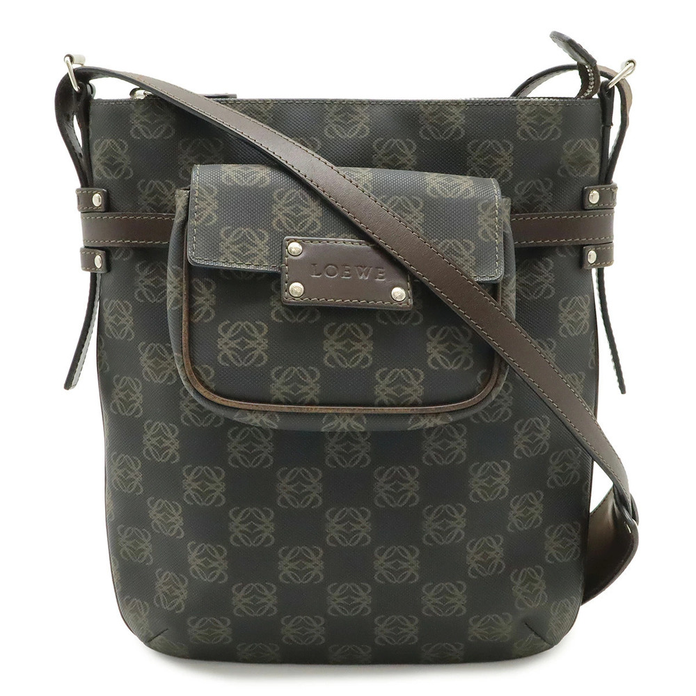 Loewe Anagram Crossbody Bag Leather Black Dark Brown Pouch